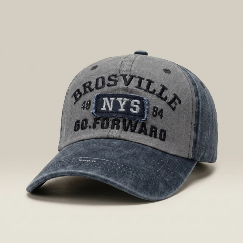 Four Seasons Men's Baseball Cap Casual Wash Embroidered Cap Curved Brim Bowler Sun Hat Official Website - Image 5