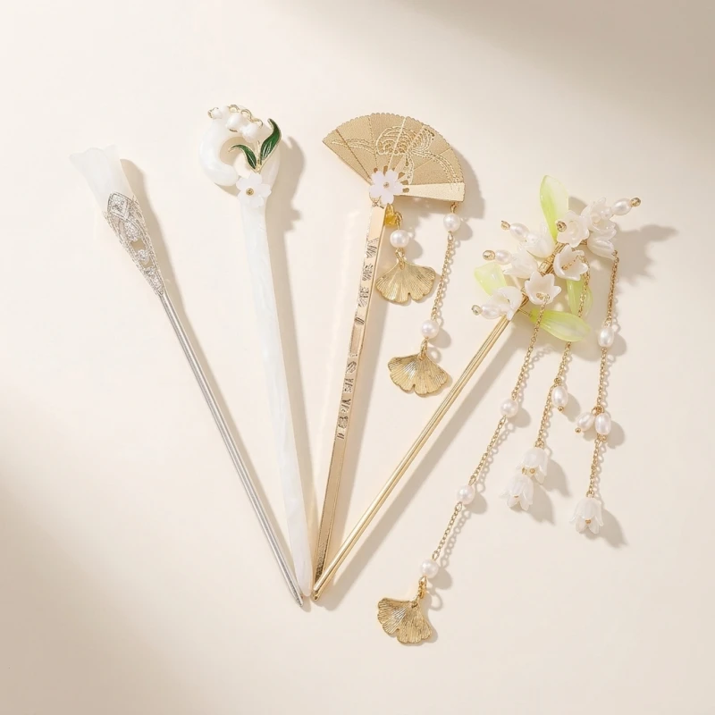 Light Luxury Flower Hairpin For Women Indian Style Floral Butterfly Tassel Hair Stick Elegant Metal Jewelry Hairpin Hair Clips (Men's & Women's)